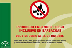 Prohibido encender fuego y barbacoas